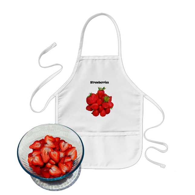 Red Strawberries Photographic White Kids' Apron (Creator Uploaded)