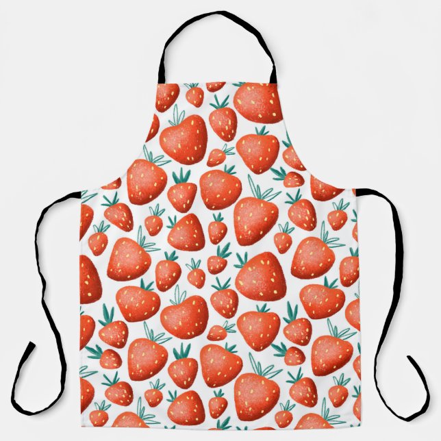 Red strawberries seamless pattern apron (Front)