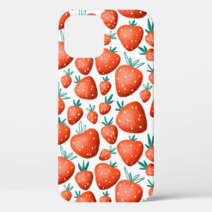 Red strawberries seamless pattern iPhone 12 case