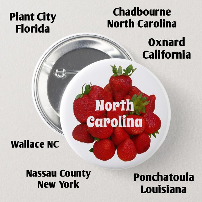Red Strawberries Strawberry Festivals Photographic Button (Creator Uploaded)