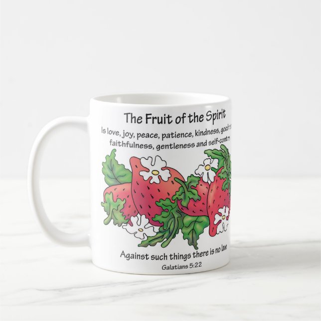 Red Strawberries, "The Fruit of the Spirit" Coffee Mug (Left)