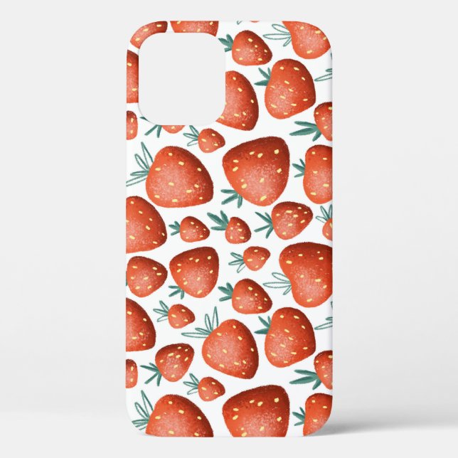 Red Strawberries White Background Seamless Case-Mate iPhone Case (Back)