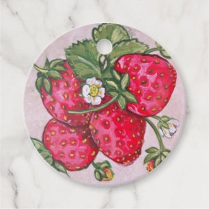 Red Strawberry Art Personalize Produce Jam Food Favor Tags