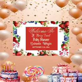 Red Strawberry Baby Shower | Blue Berry Sweet Cute Banner