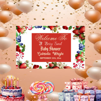 Red Strawberry Baby Shower | Blue Berry Sweet Cute Banner