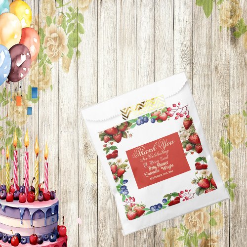 Red Strawberry Baby Shower  Blue Berry Sweet Cute Favor Bag