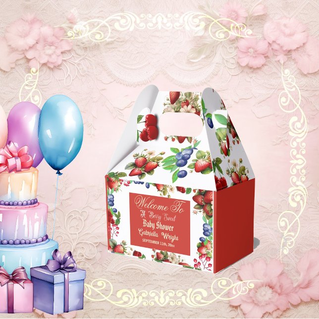 Red Strawberry Baby Shower | Blue Berry Sweet Cute Favor Boxes (Red Strawberry Baby Shower Blue Berry Sweet Cute Favor Boxes)