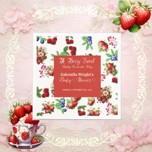 Red Strawberry Baby Shower Blue Berry Sweet Cute Napkins