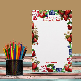 Red Strawberry Baby Shower Blue Berry Sweet Office Stationery