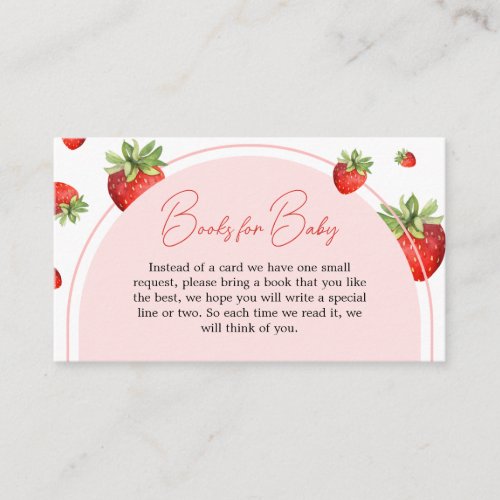 Red Strawberry Baby Shower Books for Baby Enclosure Card