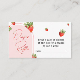 Red Strawberry Baby Shower Diaper Raffle Enclosure Card