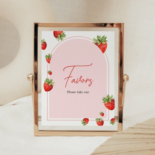 Red Strawberry Baby Shower Favors Poster