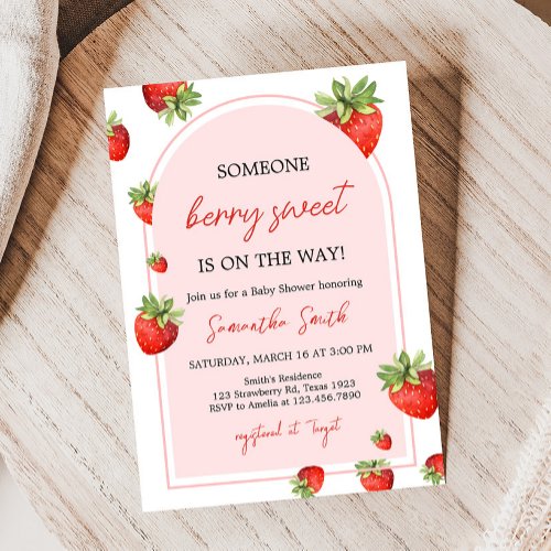 Red Strawberry Baby Shower  Invitation
