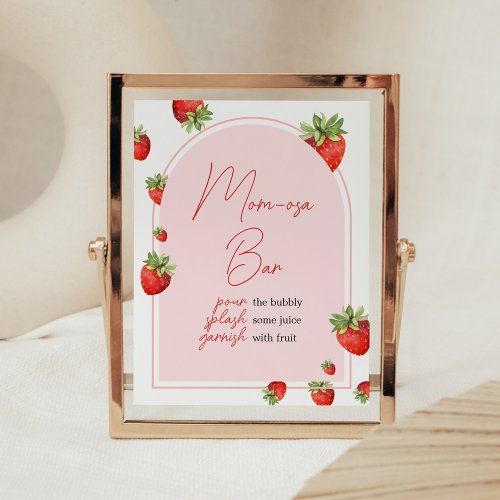 Red Strawberry Baby Shower Mom Osa Bar Poster