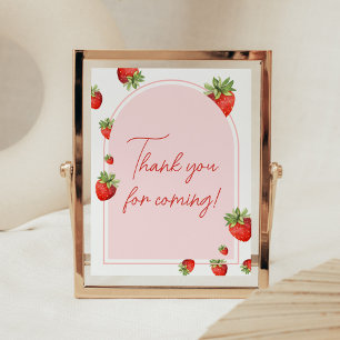 Red Strawberry Baby Shower Thank you for Coming Poster