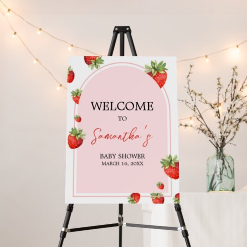 Red Strawberry Baby Shower Welcome Sign