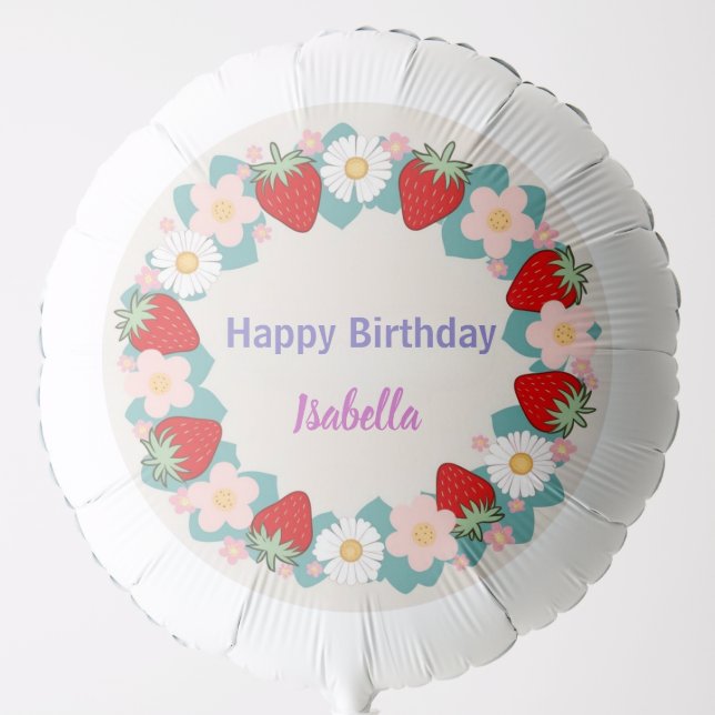 Red Strawberry berry Birthday Party for kids Balloon (Front)