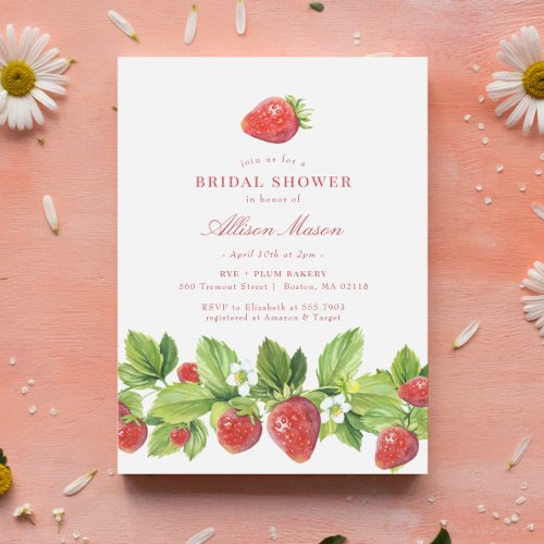 Red Strawberry Berry Bridal Shower Invitation