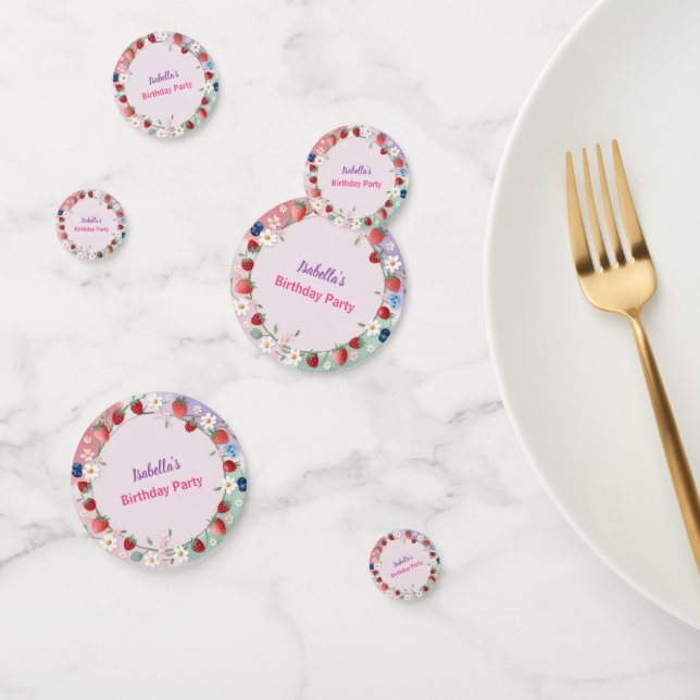 Red Strawberry berry Daisy Birthday Party for her Confetti (Group)