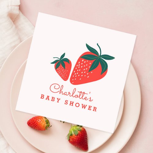 Red Strawberry Berry Sweet Baby Shower Napkins