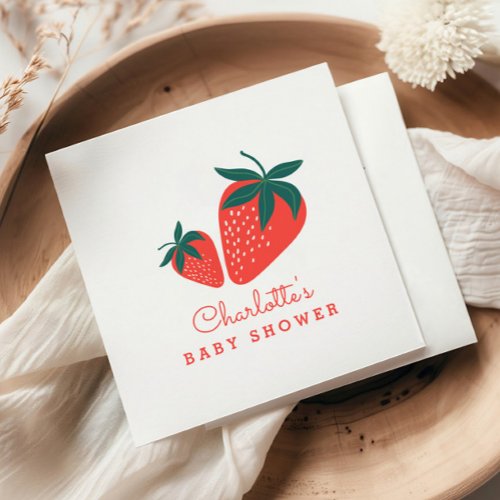 Red Strawberry Berry Sweet Baby Shower Napkins