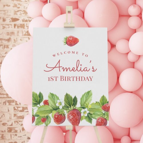 Red Strawberry Berry Sweet Birthday Welcome Sign