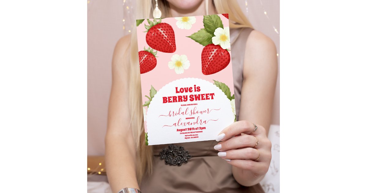 Red Strawberry Berry Sweet Bridal Shower Invitation