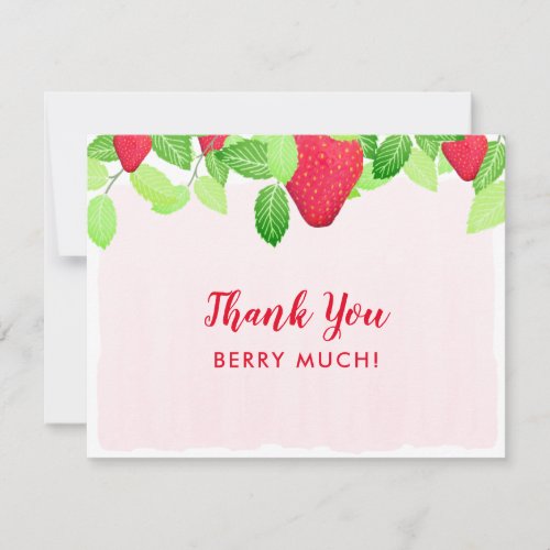 Red Strawberry Birthday Girl Berry Much Thank You Card