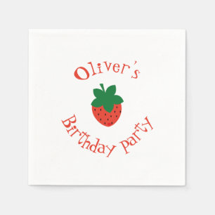 Red Strawberry Birthday Party Napkins