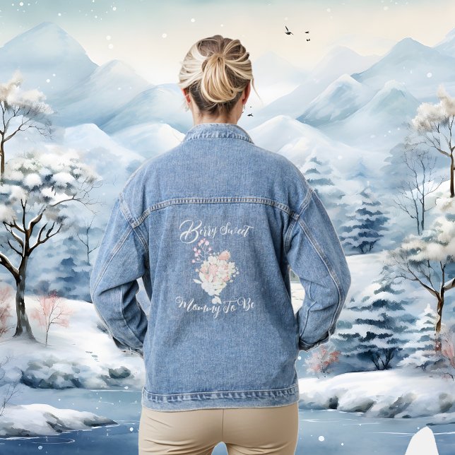 Red Strawberry Blue Berry Sweet Baby Shower  Denim Jacket (Red Strawberry Blue Berry Sweet Baby Shower Denim Jacket)