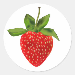 red strawberry classic round sticker