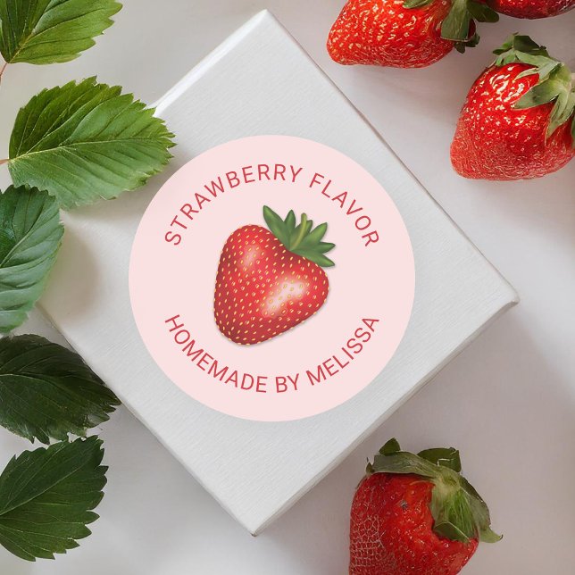 Red Strawberry Custom Homemade Product Flavor Classic Round Sticker (Creator Uploaded)