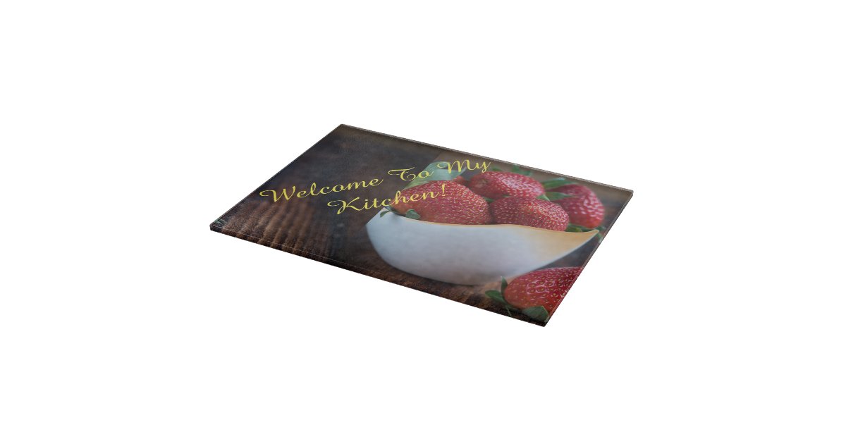 Strawberry Glass Cutting Board Dishwasher Safe Made in USA