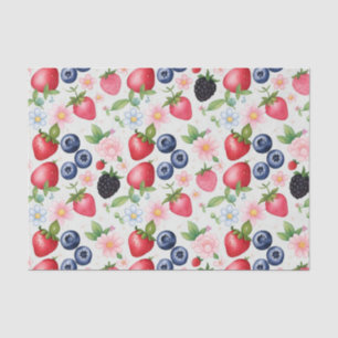 Red Strawberry flowers Birthday Party for her Tissue Paper