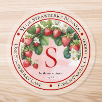 Red Strawberry Fruit Business Return Address Classic Round Sticker