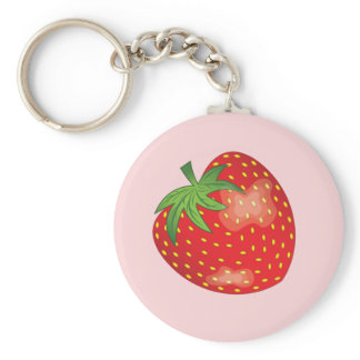 Red Strawberry Fruit Cartoon Illustration Keychain