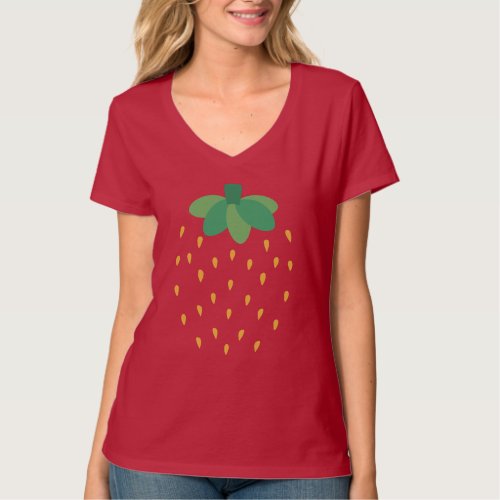 RED STRAWBERRY FRUIT GIRL T_Shirt