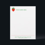 Red strawberry fruit logo letterhead template<br><div class="desc">Red strawberry fruit logo letterhead template. Elegant typography template for office or personal use. Add your own personalized name and address. Custom office supplies and stationery items. Great for dietitian, nutritionist, diet company, fruit producer, farmer, homestead, clinic, salon, vegetarian, vegan etc. Blank stationery for printing documents at home or at...</div>