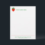 Red strawberry fruit logo letterhead template<br><div class="desc">Red strawberry fruit logo letterhead template. Elegant typography template for office or personal use. Add your own personalized name and address. Custom office supplies and stationery items. Great for dietitian, nutritionist, diet company, fruit producer, farmer, homestead, clinic, salon, vegetarian, vegan etc. Blank stationery for printing documents at home or at...</div>