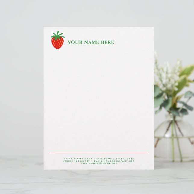 Red strawberry fruit logo letterhead template (Standing Front)