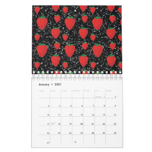 Red Strawberry Fruit Lovers Sweet Berries Elegant Calendar