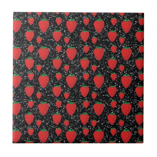 Red Strawberry Fruit Lovers Sweet Berries Elegant Ceramic Tile