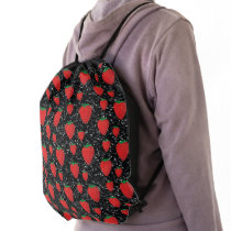 Red Strawberry Fruit Lovers Sweet Berries Elegant Drawstring Bag Red Strawberry Fruit Lovers Sweet Berries Elegant Drawstring Bag