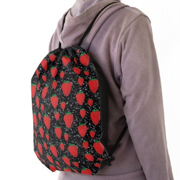 Red Strawberry Fruit Lovers Sweet Berries Elegant Drawstring Bag