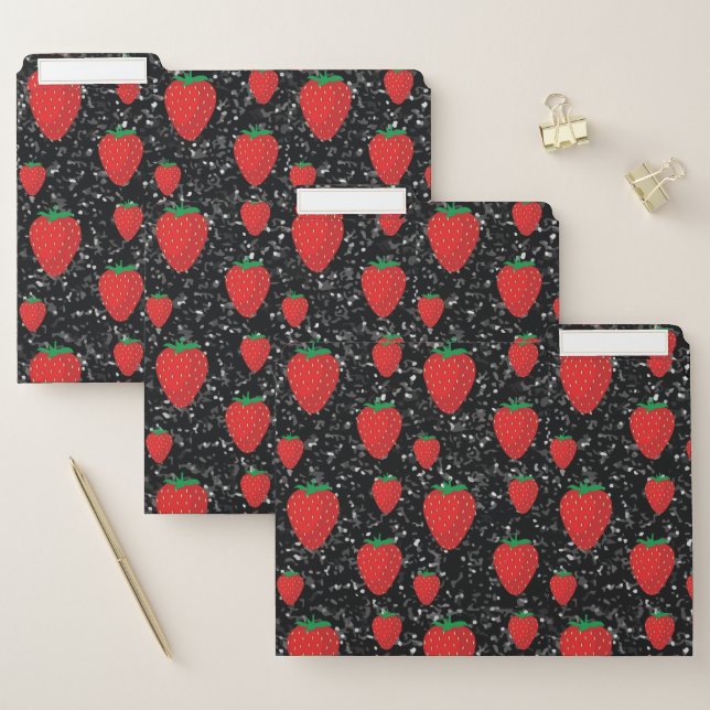 Red Strawberry Fruit Lovers Sweet Berries Elegant File Folder (Set)