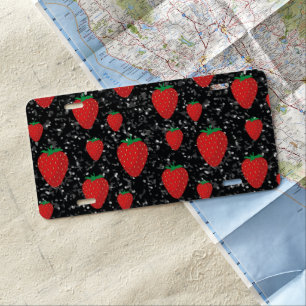 Red Strawberry Fruit Lovers Sweet Berries Elegant License Plate