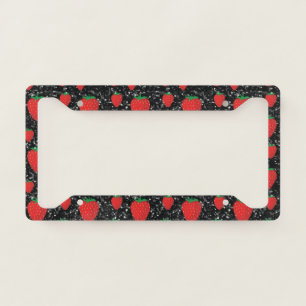 Red Strawberry Fruit Lovers Sweet Berries Elegant License Plate Frame