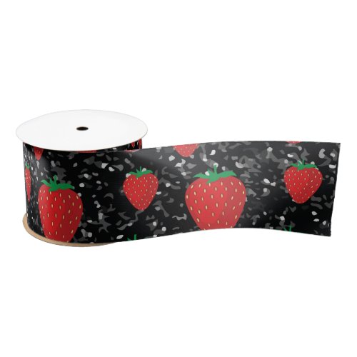 Red Strawberry Fruit Lovers Sweet Berries Elegant Satin Ribbon