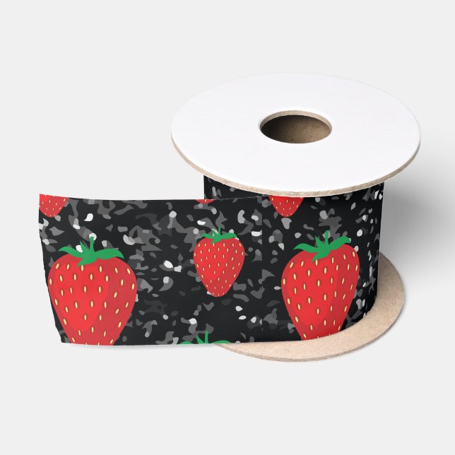 Red Strawberry Fruit Lovers Sweet Berries Elegant Satin Ribbon (Spool)