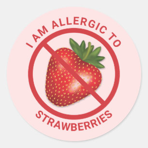Red Strawberry Fruit On Pink Allergy Awareness Classic Round Sticker